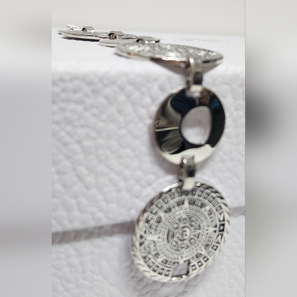 Aztec Calendar Silver Disc Bracelet VINTAGE - Picture 4 of 16